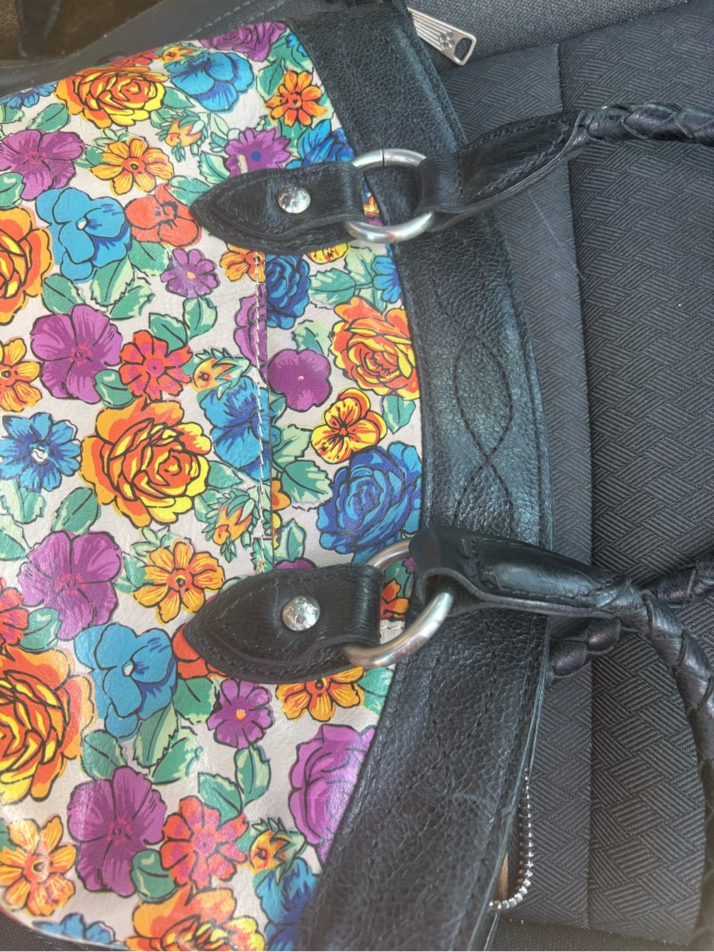Patricia Nash Spanish Villa Floral Multicolor Tote Bag with Black Trim - Picture 4 of 8